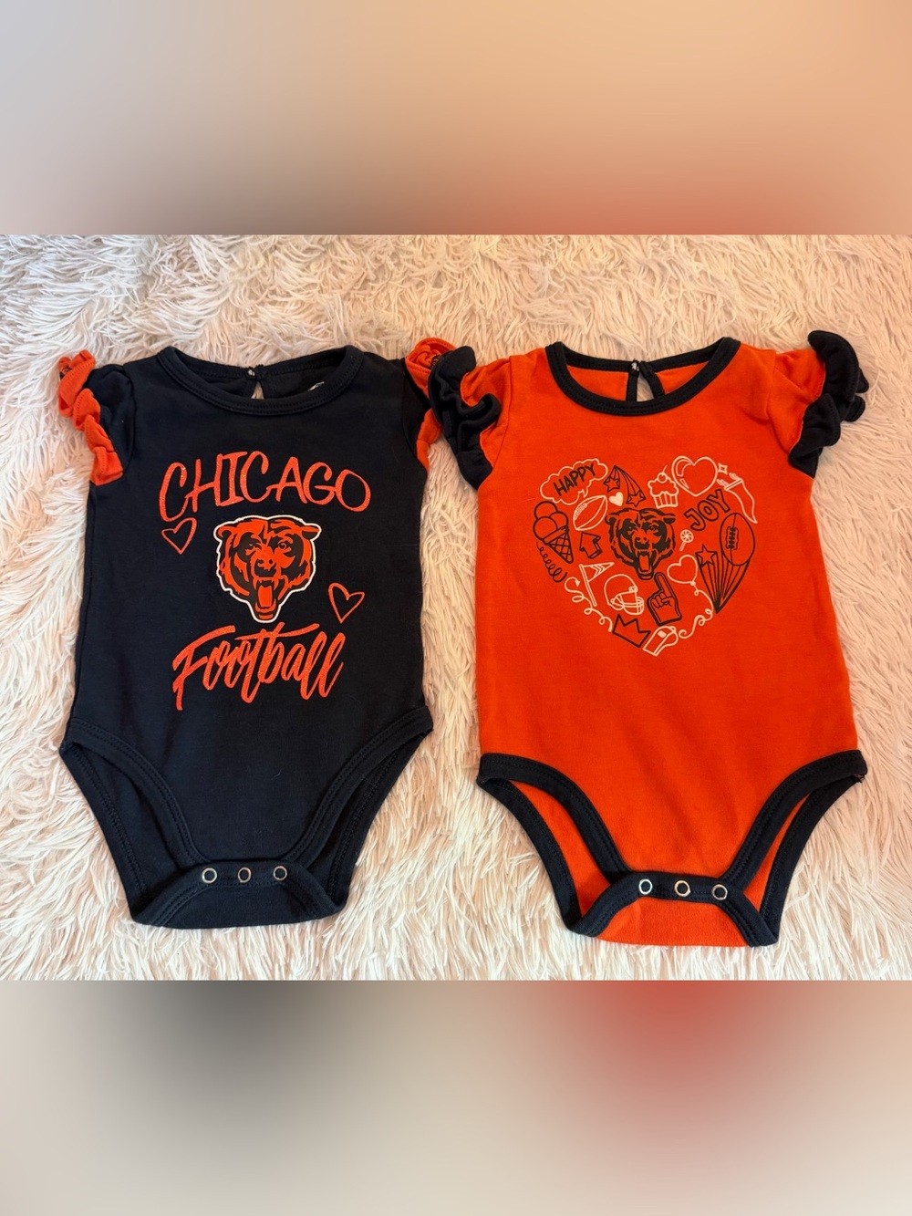 NFL Chicago Bears Baby One-Piece Bodysuits in Blue and Orange 0-3m